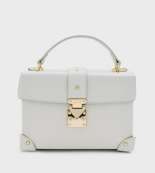 Textured-Flap-Top-Handle-Bag