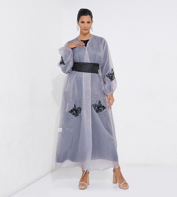 Embellished Balloon Sleeves Abaya