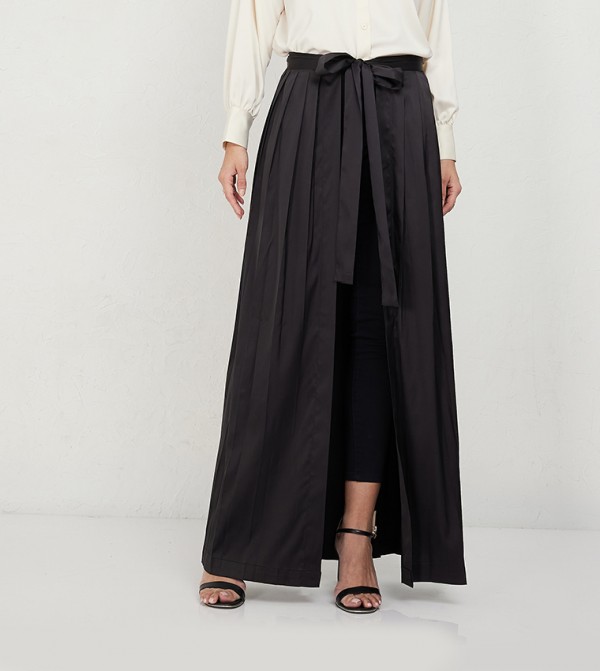 Solid Pleated Abaya Skirt