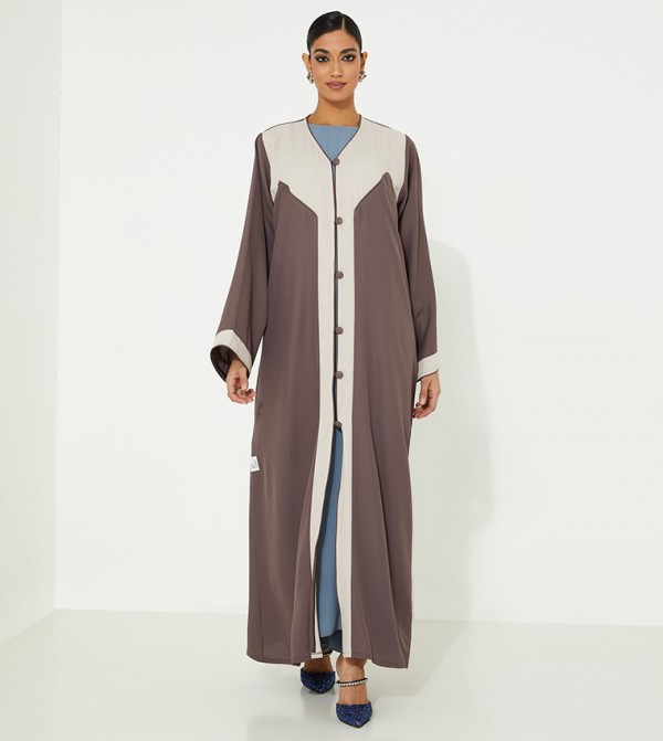 Front Open Color Block Abaya