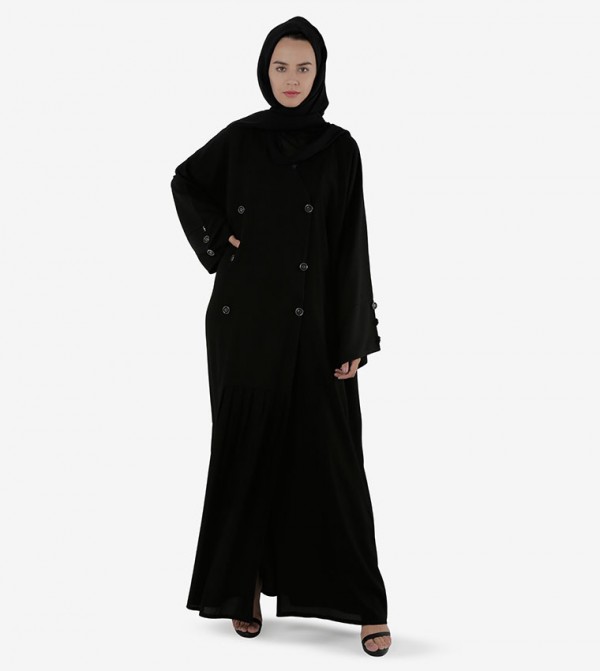 Button Detailed Long Sleeves Abaya