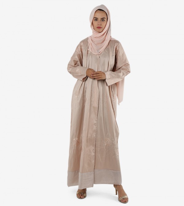 Pleated Long Sleeves V-Neck Abaya