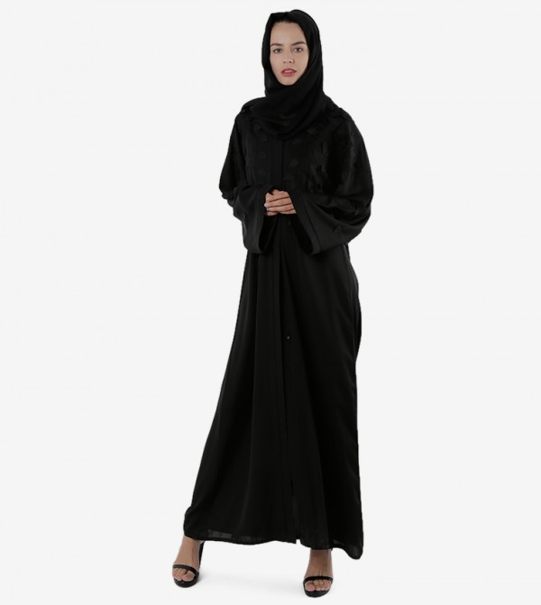 Long Sleeves Open Front V-Neck Abaya