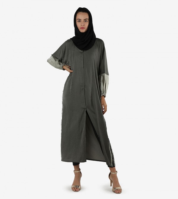 Elastic Hem Long Sleeves Abaya