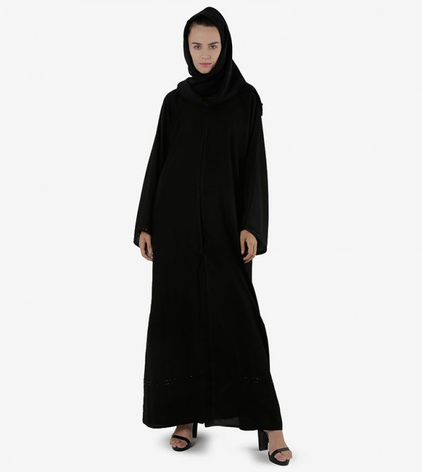 Bead Embellished Wide Sleeves Abaya