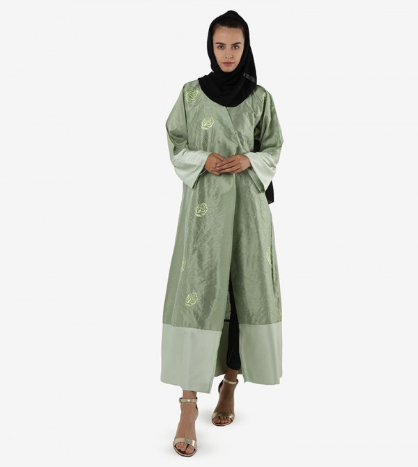 Floral Patterned Long Sleeves Abaya