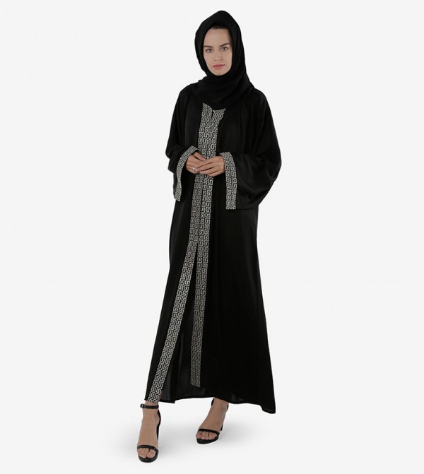 Patterned Wide Sleeves Abaya