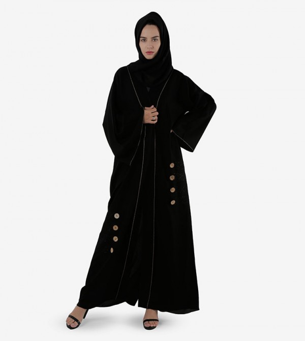 Button Detail Long Sleeves Abaya