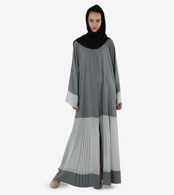 Color Block Wide Sleeves Abaya