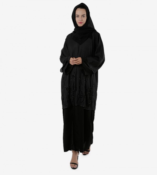 Open Front V-Neck Abaya