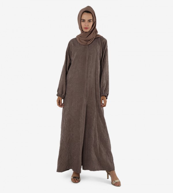 Elastic Cuff Crinkled Abaya