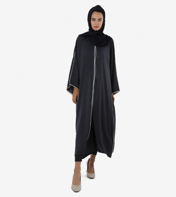 Contrast Piping Long Sleeves Abaya