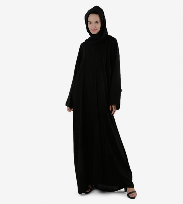 Solid Long Sleeves Round Neck Abaya