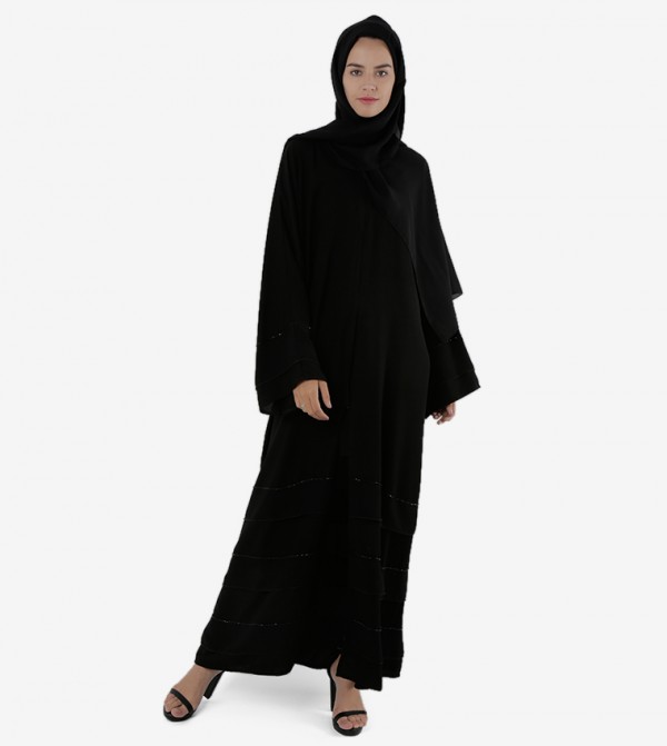 Layered Long Sleeves Round Neck Abaya