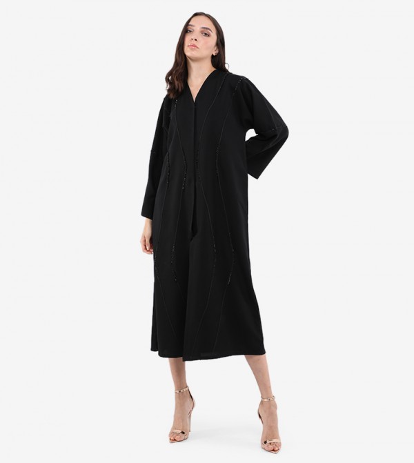 Embeliished V-Neck Abaya 