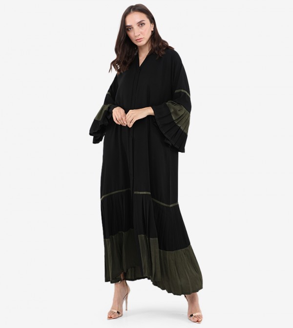 Colour Block Flare Sleeve Abaya