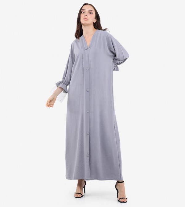 Solid Bell Sleeve Abaya