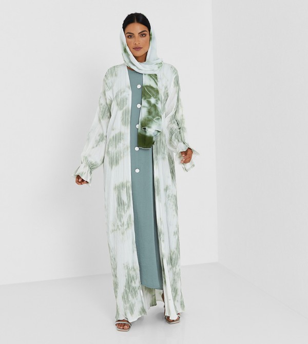 Printed Long Sleeves Abaya with Inner Top