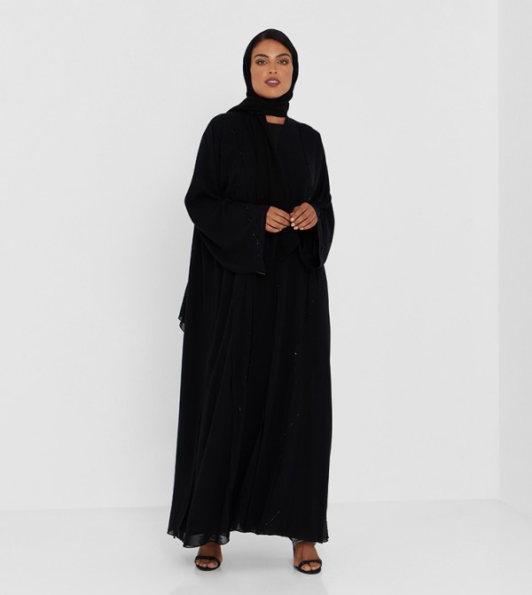 Black Color Abaya With Black Stone Hand Work 