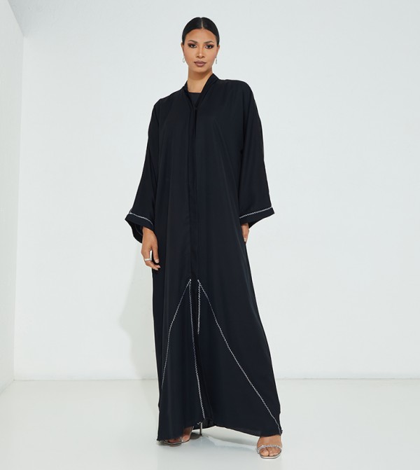 Black Abaya With Silver Embroidery 