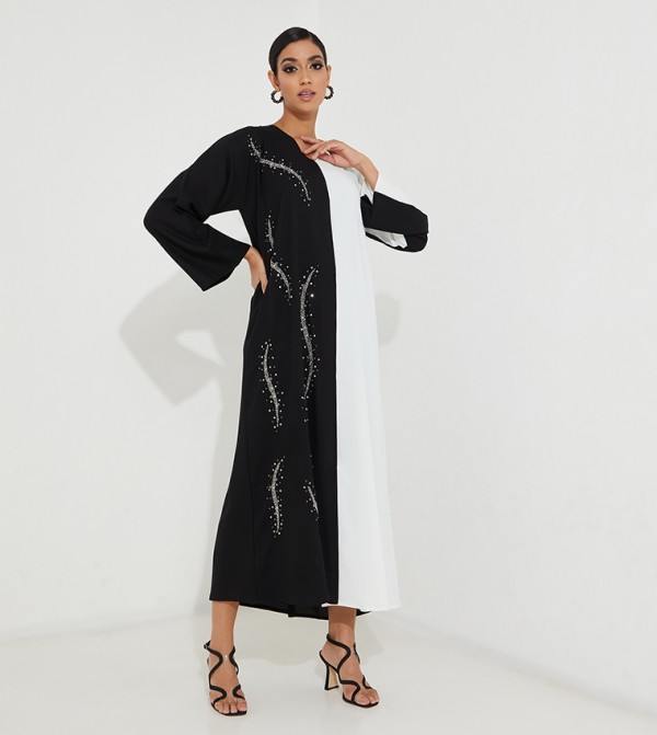 Color Block Hand Embroidered Abaya
