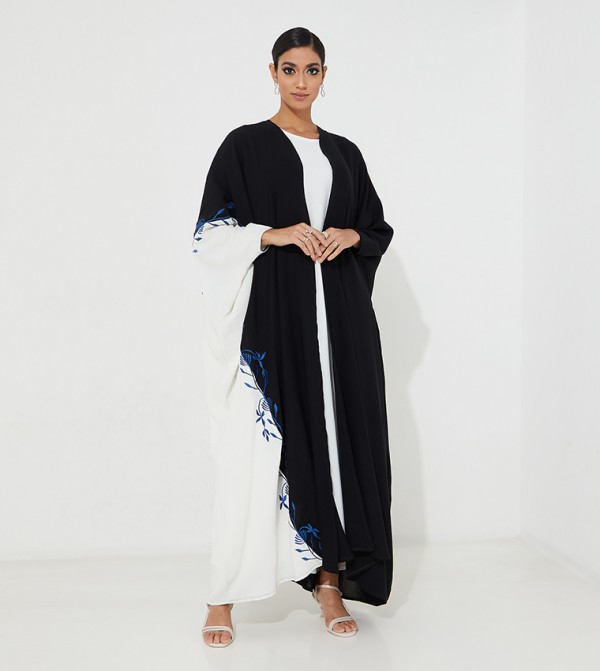 Color Block Embroidered Abaya with Inner Dress