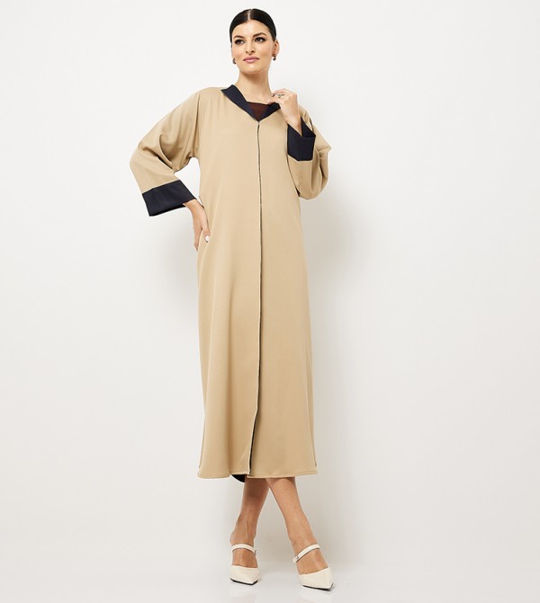 Textured Push Button Closure Abaya