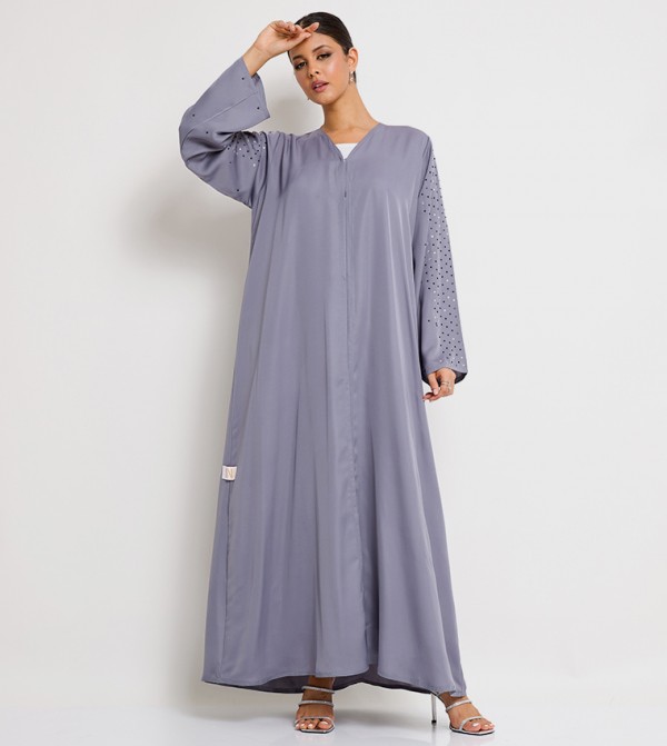 Stone Embellished Long Sleeves Abaya