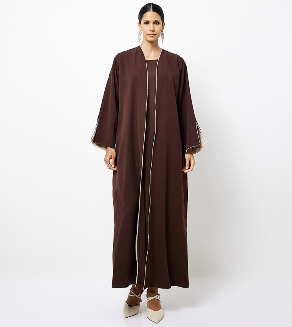Contrast Piping Fringe Detail Abaya
