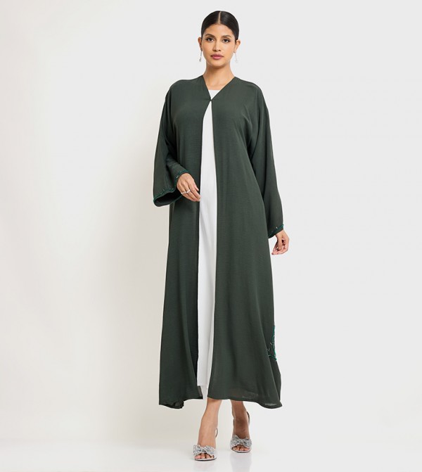 Stone Embellished Long Sleeves Abaya