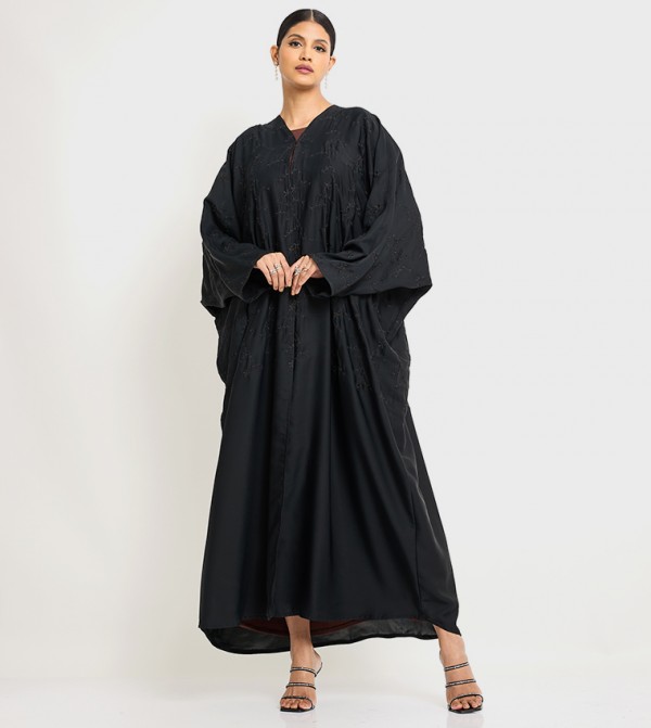 Embroidered V-Neck Casual Abaya