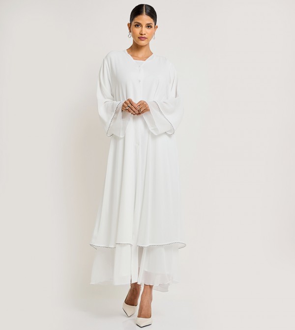 Solid Long Sleeves Flared Abaya