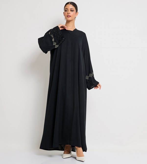Stone Embellished Long Sleeves Abaya