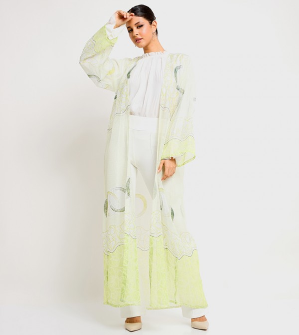 Printed Long Sleeves Open Abaya