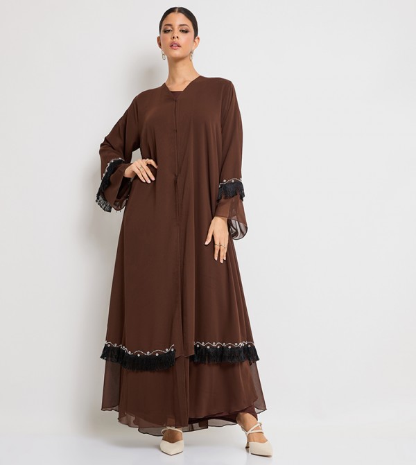 Stone Embellished Long Sleeves Abaya