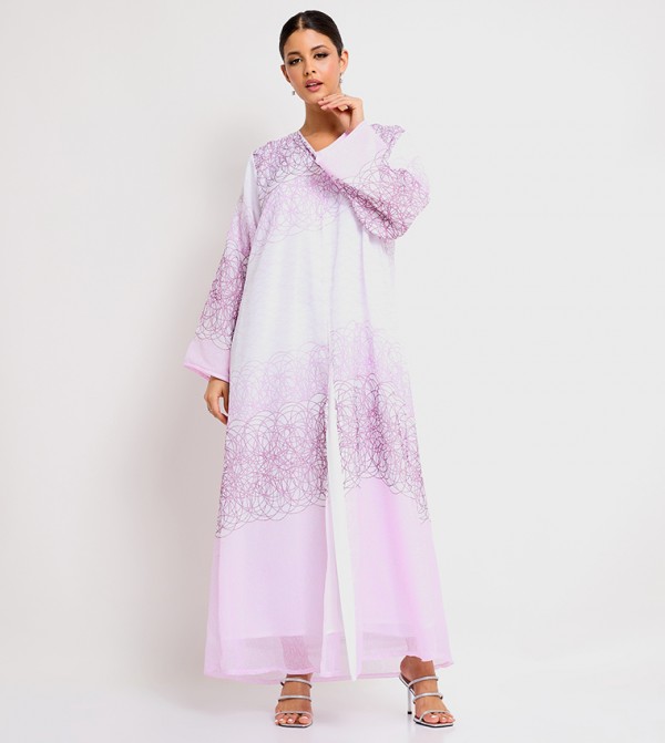 Printed Long Sleeves Abaya