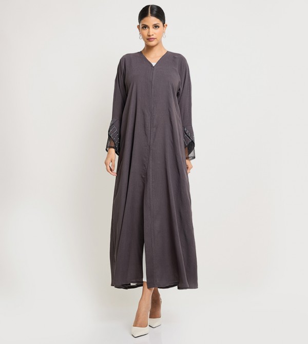 Stone Embellished Long Sleeves Abaya