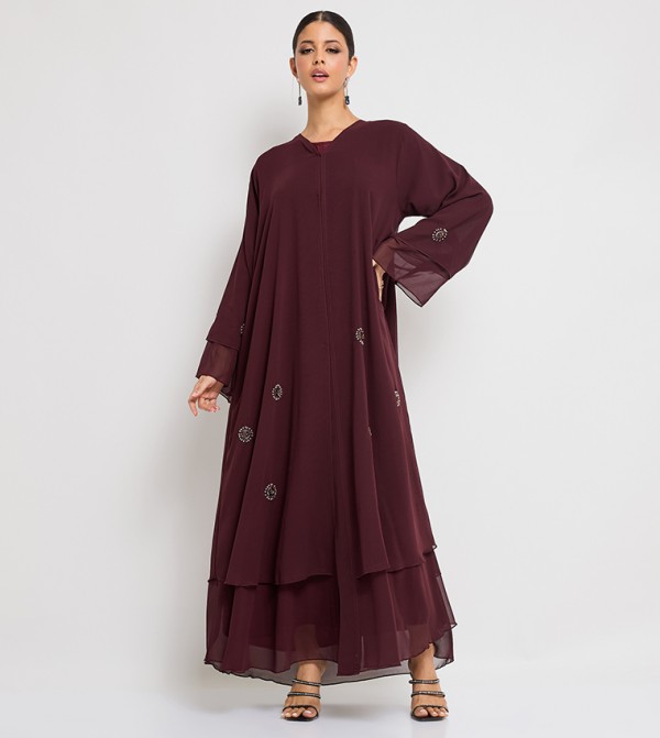Stone Embellished Long Sleeves Abaya