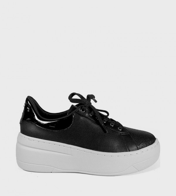 Textured Low-Top Platform Sneakers