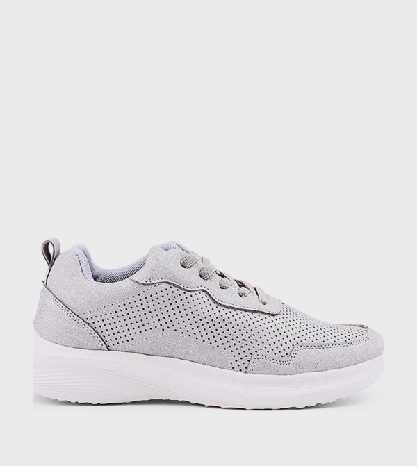 Perforated Lace Up Casual Shoes