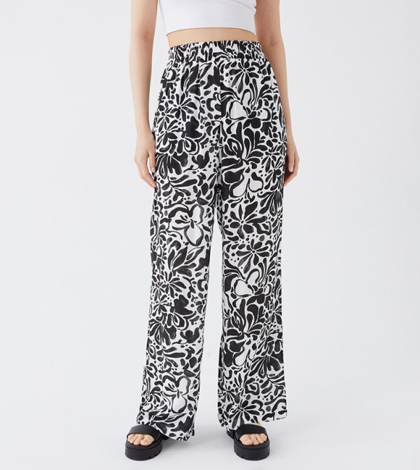 Buy Happiness stanbul Solid Palazzo Pants With Pockets In Cream