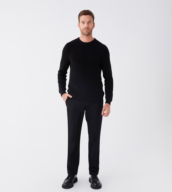 Solid Button Closure Chino Trousers