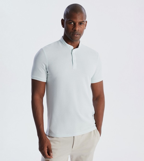 Textured Short Sleeves Polo T-Shirt