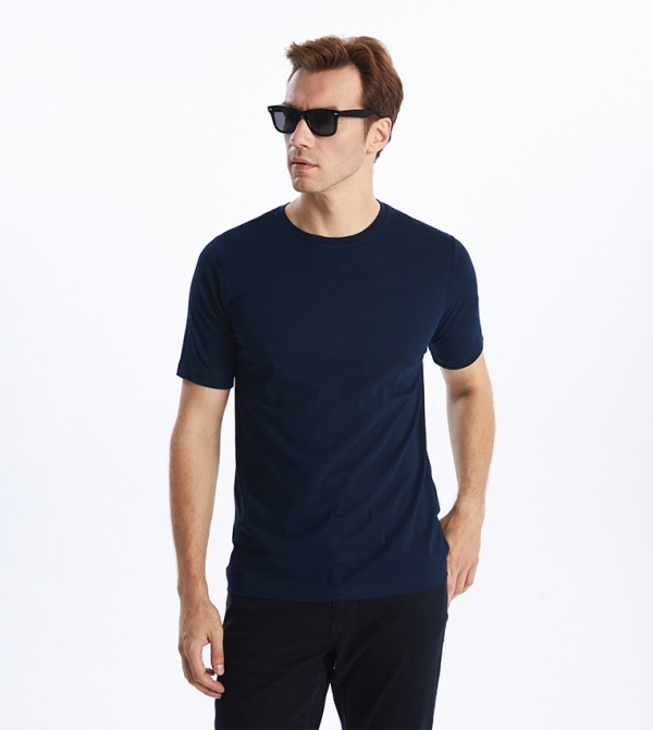 Solid Crew Neck Combed Cotton T-Shirt