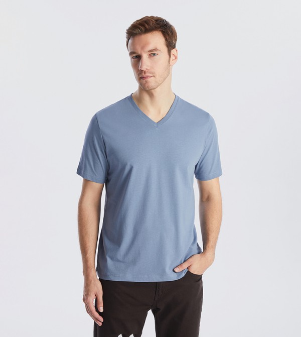 Solid V-Neck Short Sleeves T-Shirt