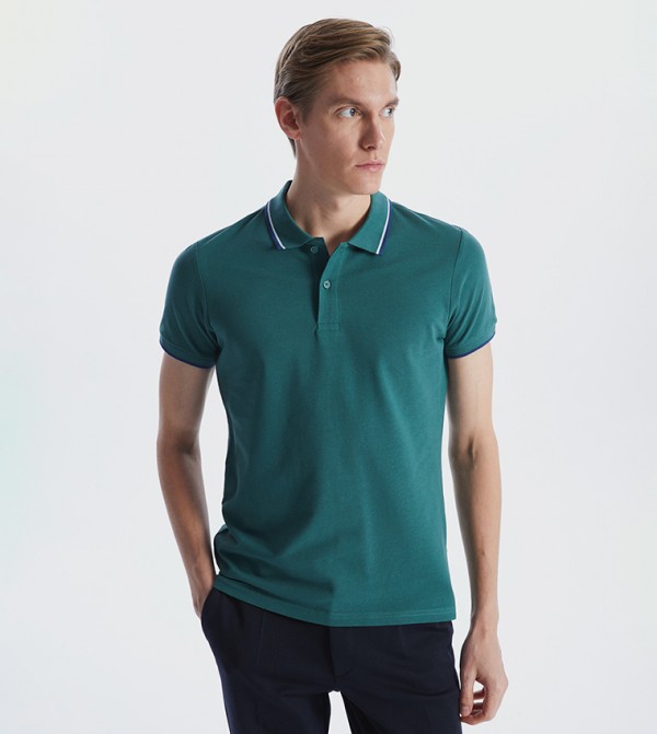 Textured Short Sleeves Polo T-Shirt