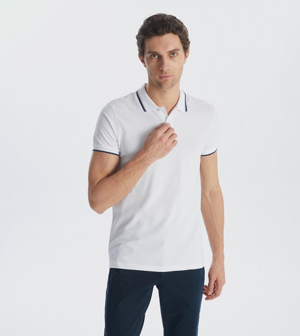 Textured Short Sleeves Polo T-Shirt