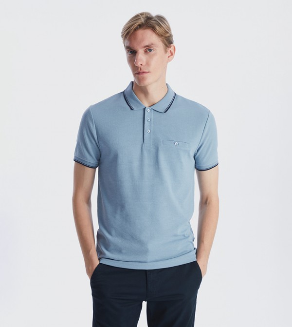 Textured Short Sleeves Polo T-Shirt