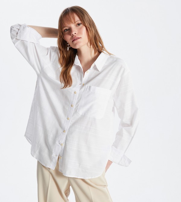 Solid Oversized Dobby Shirt