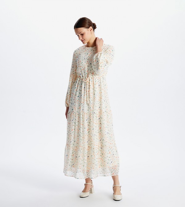 Patterned Long Sleeves Maxi Dress